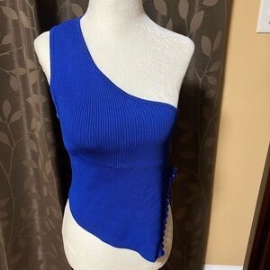 Zara Royal Blue One-Shoulder Tank Top